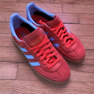 Adidas Red and Light Blue Suede Sneakers
